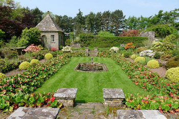 Wyndcliffe Court Gardens - the sunken garden and summerhouse